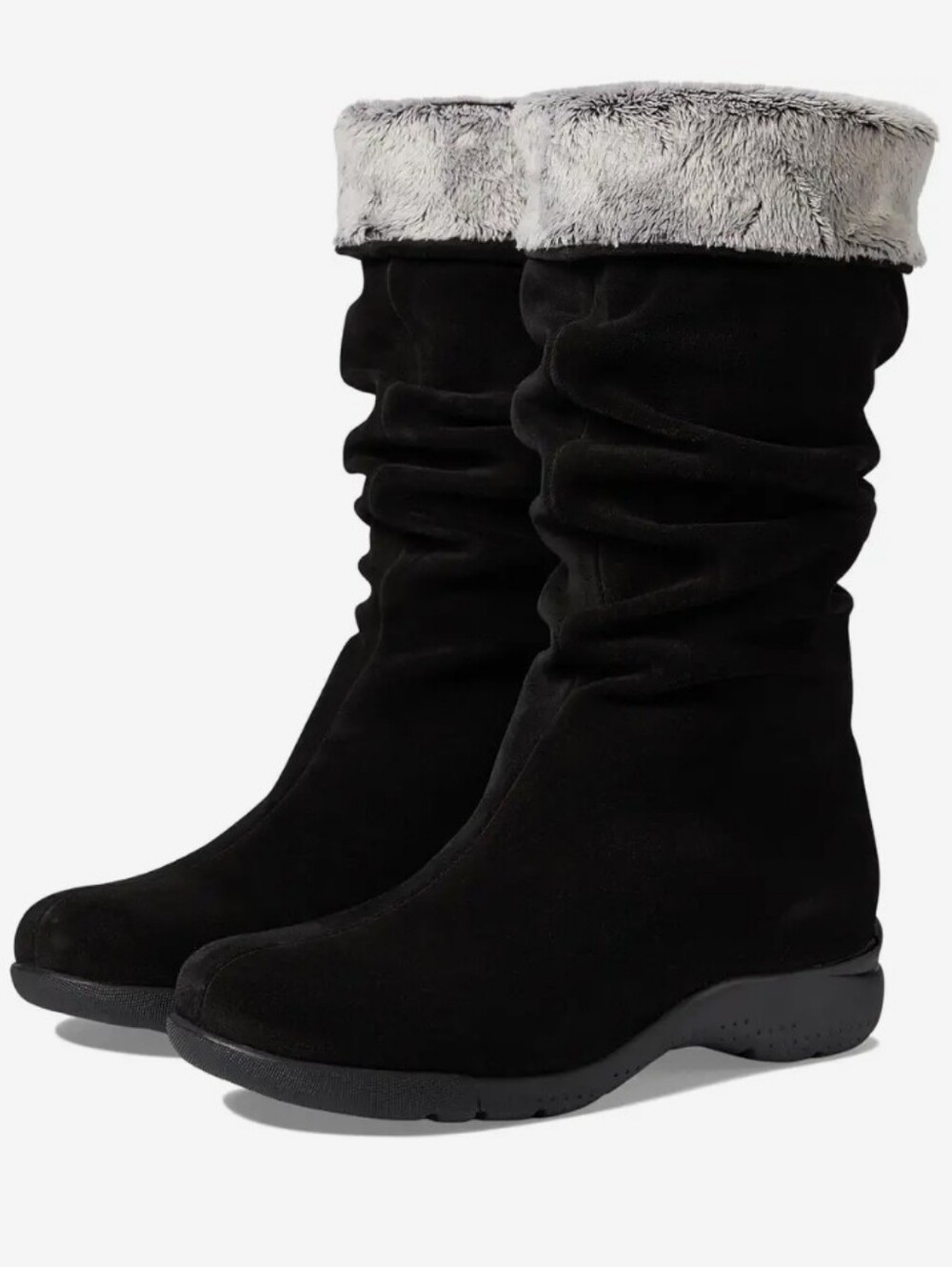 La Canadienne Trevis Black Suede Fur Lined Tall Winter Boots, Size 9, Waterproof